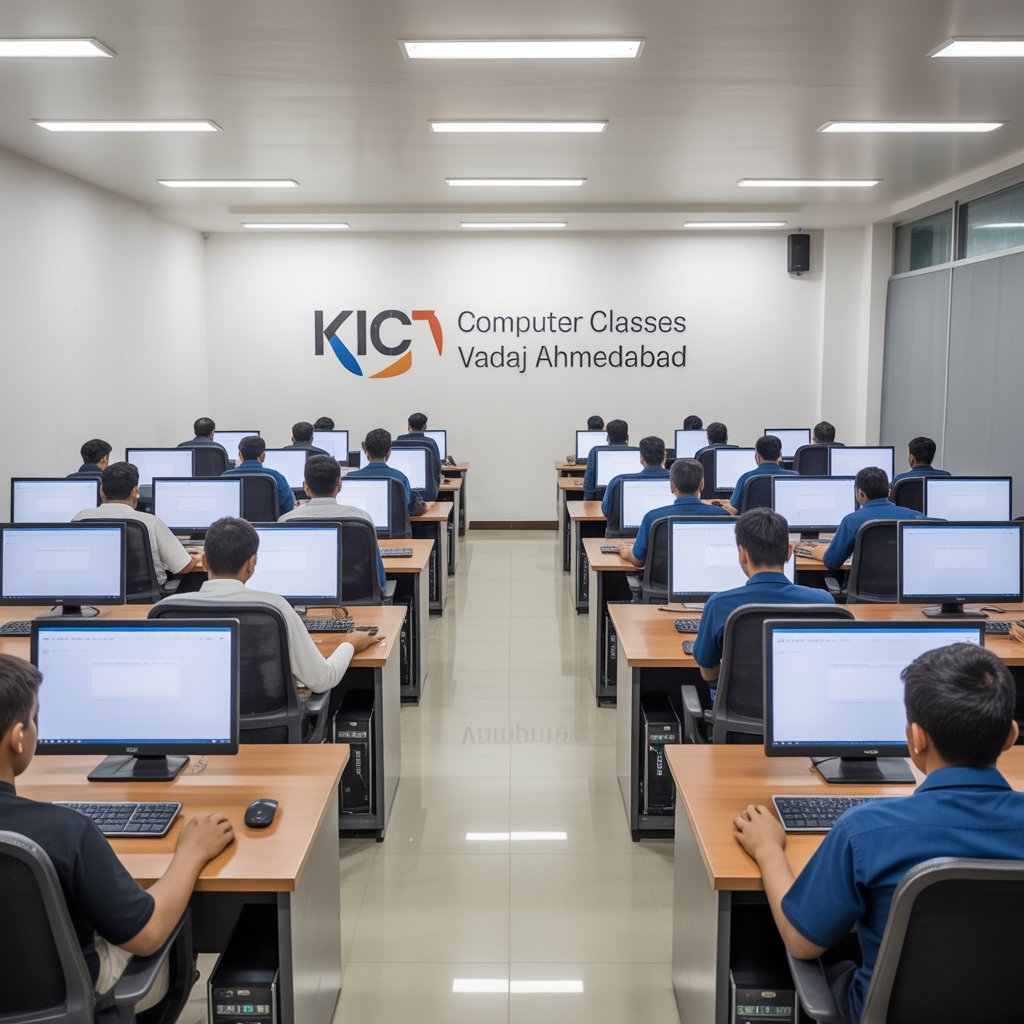 Computer Lab at KICT Computer Classes Bopal Ahmedabad - Modern classroom with latest technology